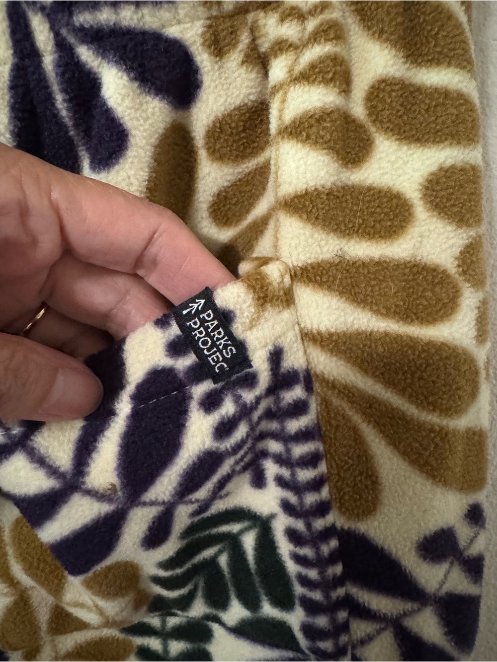 Parks Project Big Sur Ferns Polar Fleece Joggers Tan Green Purple Drawstring-M - Picture 8 of 12